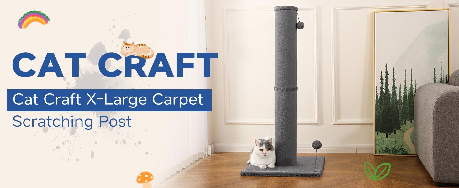 MADE 4 PETS Tall Cat Scratching Post for Indoor Cats Gray Large Scratching Post with Replaceable Toys & Sturdy Base 41-Inch High Space-Saving Design Imitation Sisal Solid Construction Vertical Scratcher