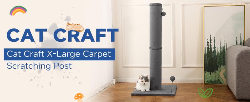 MADE 4 PETS Tall Cat Scratching Post for Indoor Cats Gray Large Scratching Post with Replaceable Toys & Sturdy Base 41-Inch High Space-Saving Design Imitation Sisal Solid Construction Vertical Scratcher