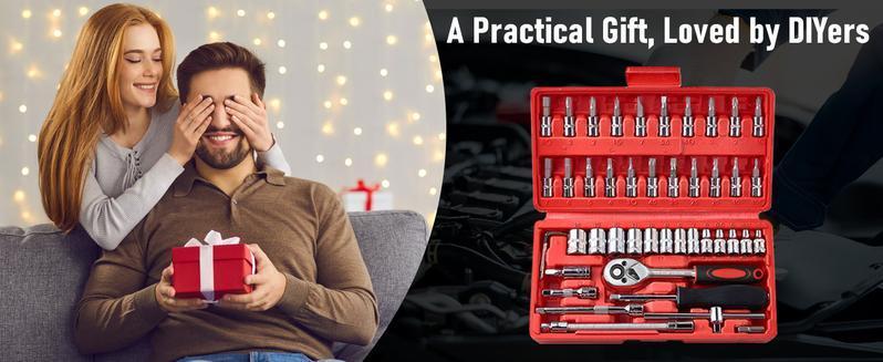 46/53 pcs Car Repair Tool Kit, Household Machinery Tools Set,Standard Socket Wrench, 1/2 * 1/4 "3/8" Drive Depth,Ratchet Screwdriver Compatible with Car Repair & Bicycle Repair, Hardware Toolbox,Auto Household, Christmas Gift for Dad,Black/Green 46/53 pcs Car Repair Tool Kit, Household Machinery Tools Set,Standard Socket Wrench, 1/2 * 1/4 "3/8" Drive Depth,Ratchet Screwdriver Compatible with Car Repair & Bicycle Repair, Hardware Toolbox,Auto Household, Christmas Gift for Dad,Black/Green