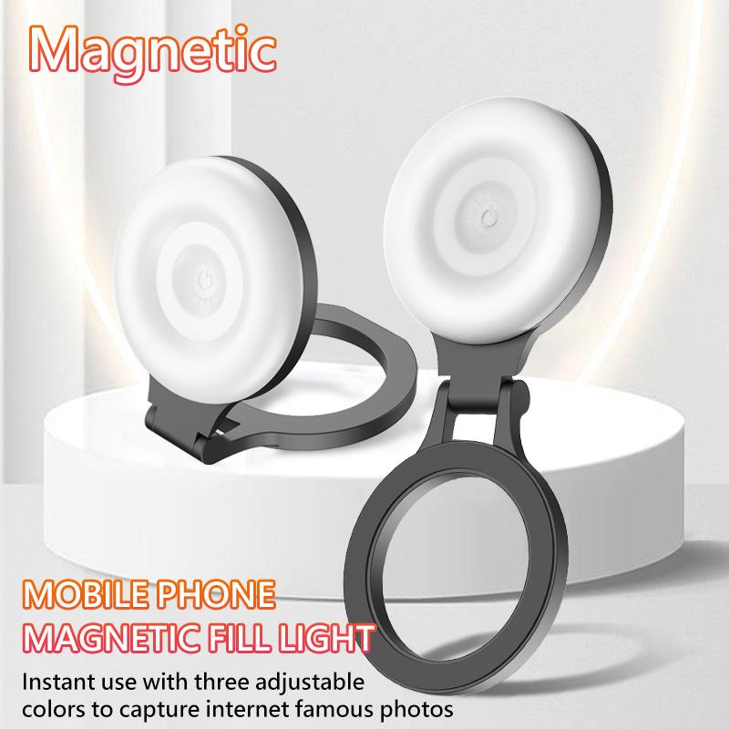 Magnetic Phone Selfie Light – Rechargeable LED Ring Light with 180° Flip, Portable Fill Light for Makeup, Live Streaming & Video Calls