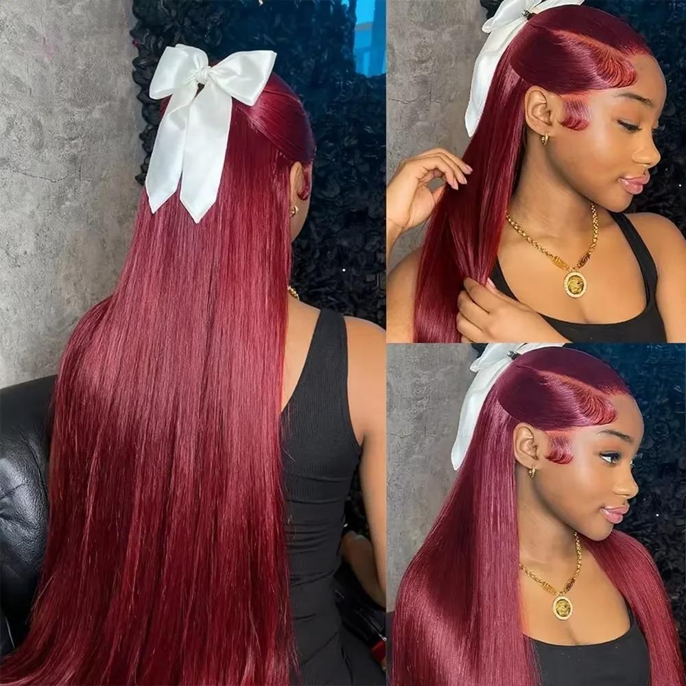 BABOSHOW Ginger Lace Front Wig Human Hair 13X6 HD Transparent Lace Front Wig Colored P4/27 Highlight Straight Lace Front Wig 99J Burgundy Wig Human Hair 180% Density Pre Plucked Natural Hairline