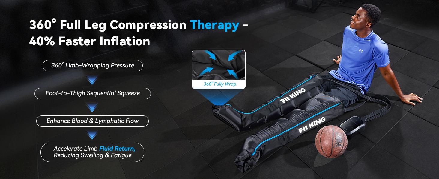 FIT KING Upgraded Cordless Leg Massager Recovery Boots, Professional Air Compression Recovery System, Reduces Muscle Pain and Improves Circulation, Warm-up and Fast Recovery for Athletes, Zone Massage Optional