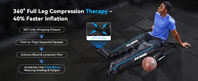 FIT KING Upgraded Cordless Leg Massager Recovery Boots, Professional Air Compression Recovery System, Reduces Muscle Pain and Improves Circulation, Warm-up and Fast Recovery for Athletes, Zone Massage Optional