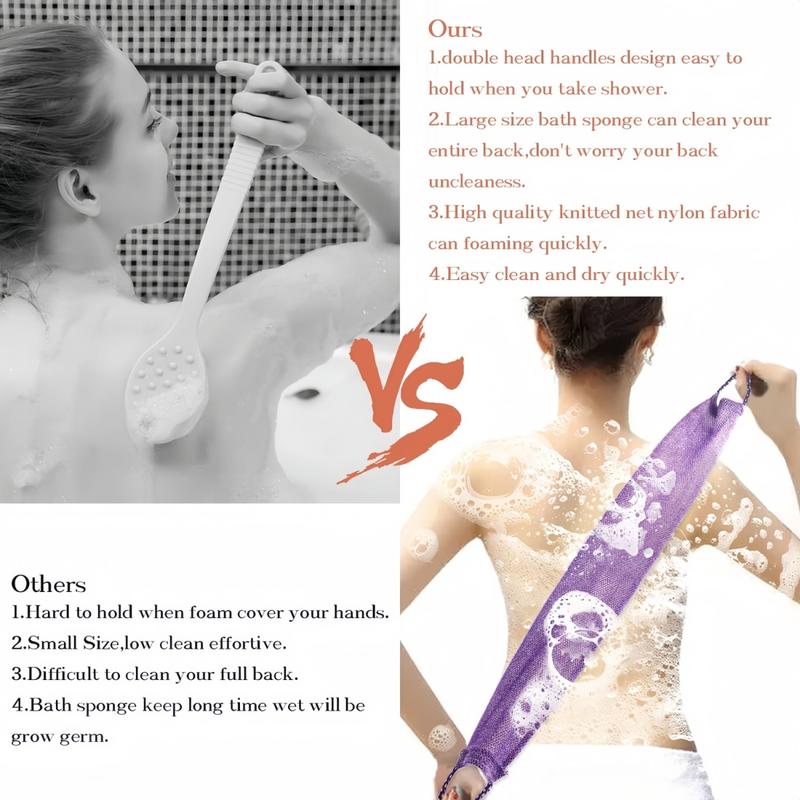 3 Pieces African Net Sponge with Handles Long African Exfoliating Net Washcloth Bath Sponge Net Cloth Wash Net Body Back Scrubber for Shower Loofah