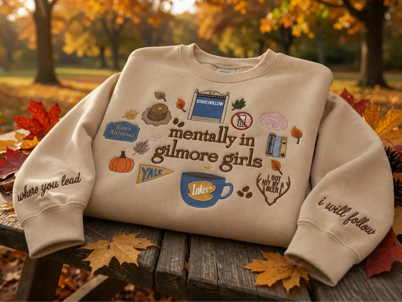 Gilmore Girls Embroidered Sweatshirt, Stars Hollow Fall Apparel, Cozy Autumn Top