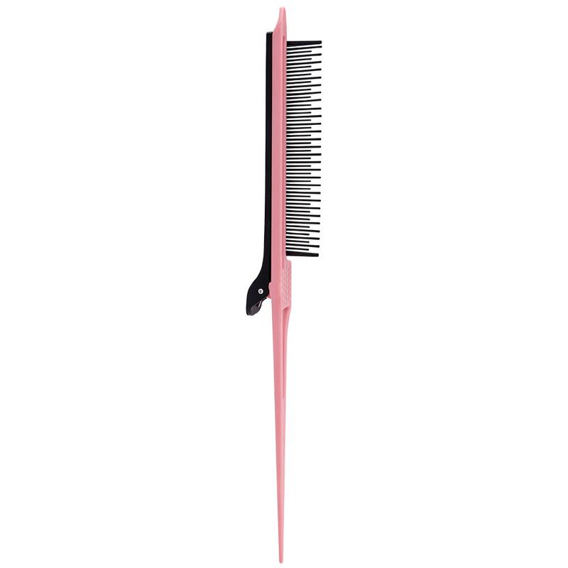 [Ashine] Tail Teasing Clip Comb, Pink Partition Attachment Clip Flat Iron Comb Hair Clip Combs Fine Tooth Comb for Straightening Dyeing  Hair Care Heatless -2PCS Haircare Salon