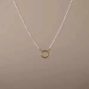Pearl Chain Clasp Necklace by Caitlyn Minimalist - Beaded Pearl Charm Holder Necklace in 18K Gold Finish & Sterling Silver - Everyday Jewelry - Gift for Her