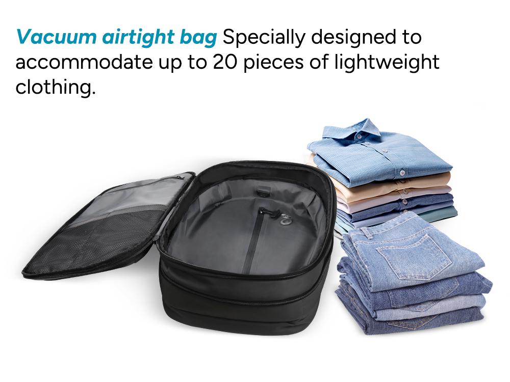 55L Expandable Vacpack Backpack, Vacuum Seal Backpack Travel, Vacuum Compression Bags for Travel, Air back Backpack with Lock, Travel Airbag Backpack with Portable Electic Pump