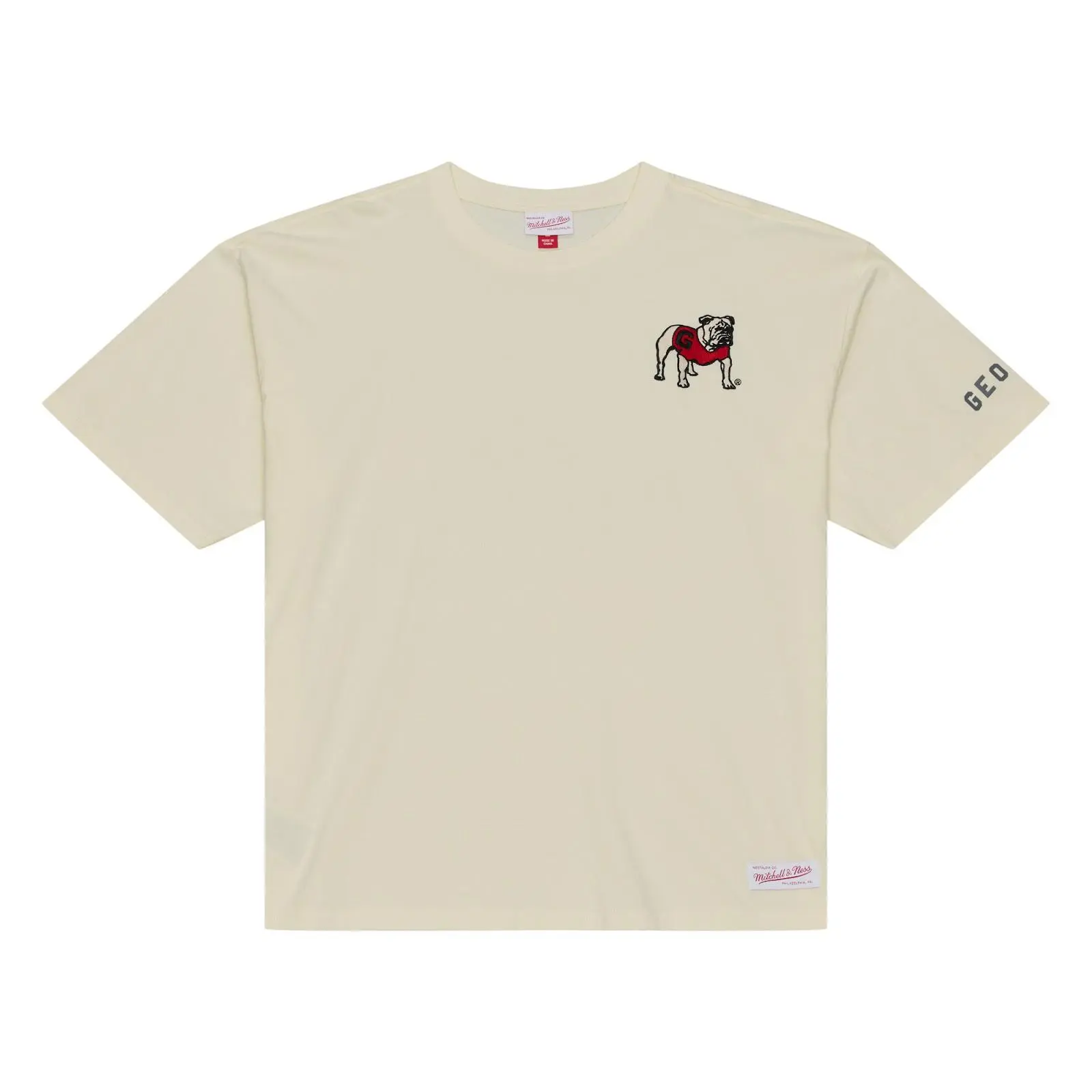 Georgia Bulldogs Cream Heritage Hues Oversized T-Shirt Throwback Tee Graphic Vintage Fan Gear Mitchell & Ness