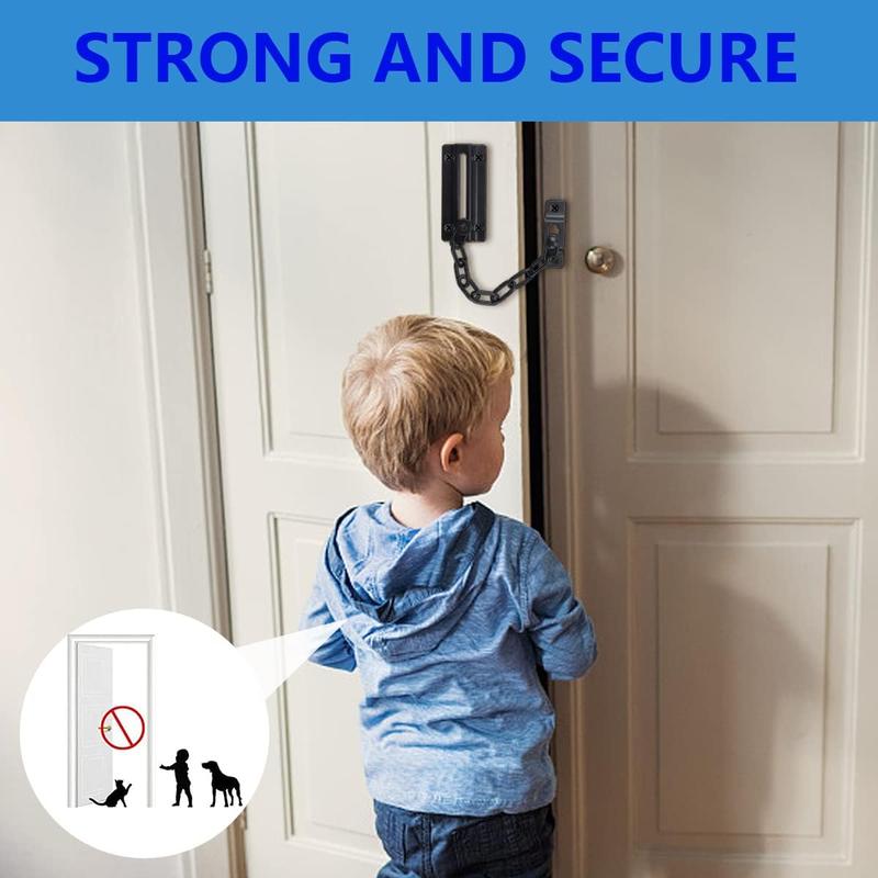 2Pack Door Chain Locks, Black Door Guard Chain Latch Child Proof Latch Lock with Screws for Inside Door