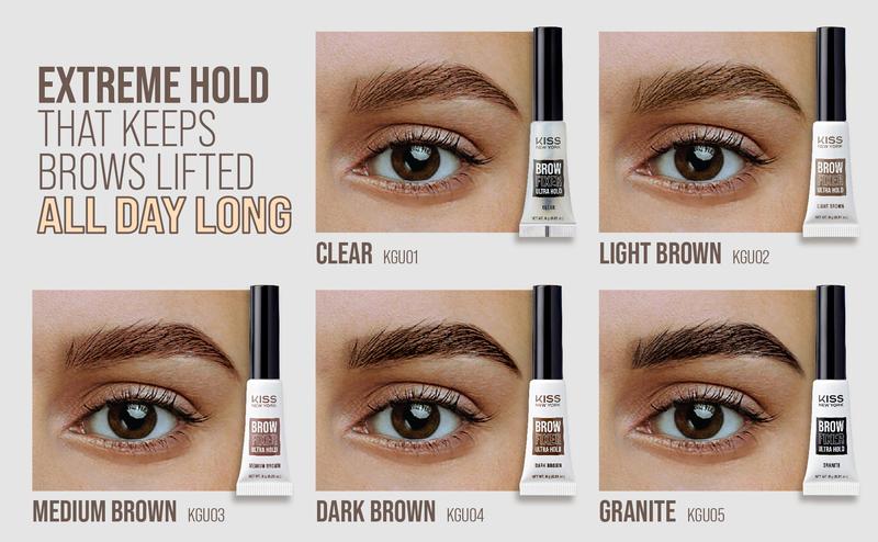 KISS New York Brow Fixer All-Day Extreme Hold, Long-Lasting Hold for Sculpted, Transfer Proof, Non-Sticky Finish, Adjustable Volume, Quick-Set Formula