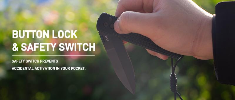 CJRB Locust Tool Knife for Men with 3.15'' AR-RPM9 Steel Blade and G10 Handle, Button Lock with Safety Switch EDC Knife for Camping and FathersDayGift