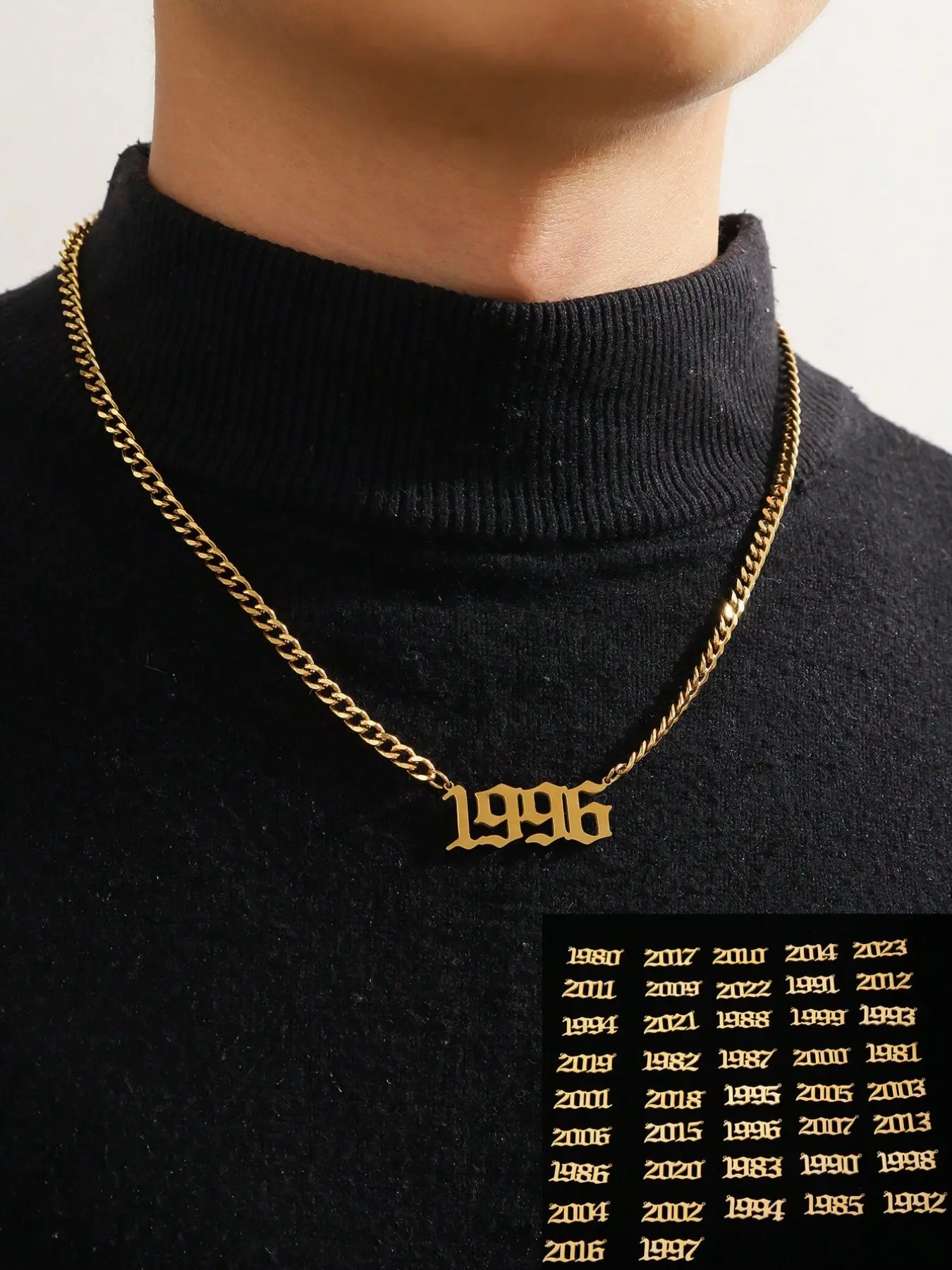 Men's Street Style Streetwear Inspired Stainless Steel Chain Number Decor Necklace, 1 Count Casual Trendy Pendant Necklace, Fashionable Jewelry for Daily & Party Decoration, Cuban Link Design, Casual Style Necklaces
