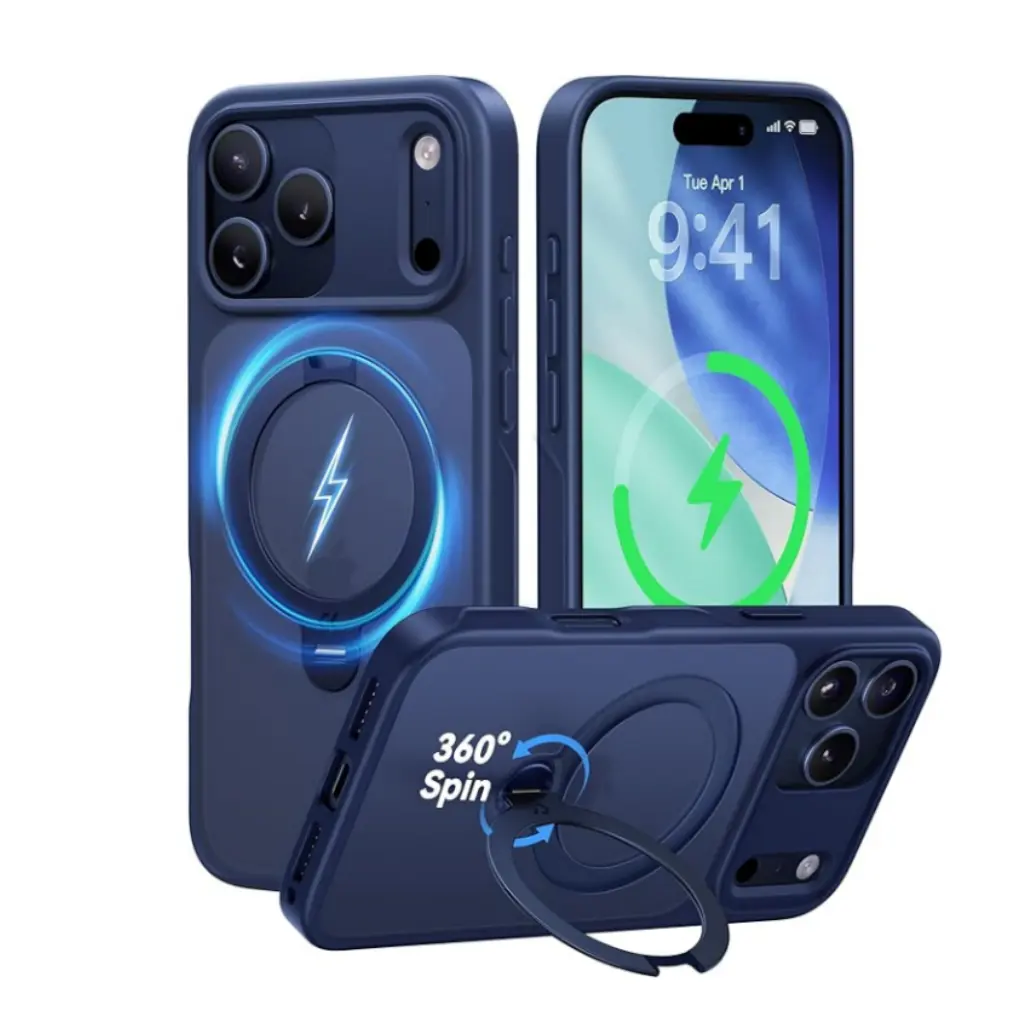CASEKOO Official iPhone 17 Pro Max Case with 360 Spin Magnetic Stand [Camera Protection] [Military Drop Protection] [Non-Slip Edge] [Matte Shockproof] [Compatible with MagSafe] Ring Grip Slim Matte 17 ProMax Case 6.9'' Smartphone Cellphone Cover