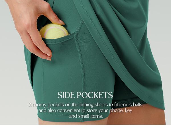 ODODOS Women's Athletic Tennis Skorts with Pockets Built-in Shorts Golf Active Skirts for Sports Running Gym Training