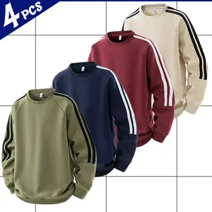 Retro collegiate style, maxed out!Men’s four-pack color-block striped sweatshirts — soft, skin-friendly fabric + classic stripes make commuting and lounging at home easy good graphic tees