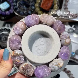 [Quick sale] Natural Crystal Bracelets & Anklets 17mm Mexico lace agate in amethyst Pixiu