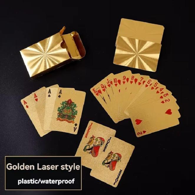 Premium Waterproof Plastic PET Poker Cards - Perfect For Family Game Nights & Parties (Black & Golden）Christmas Gift Christmas