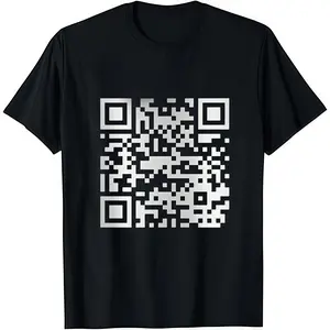 Funny FU QR Code T-Shirt Black Cotton Crew Neck Short Sleeve Casual Graphic Tee for Men Comfortable Versatile Everyday Wear Soft Stylish Streetwear Top