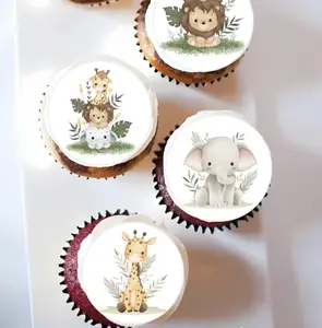 Safari Animal Cupcake, Oreos, Treats Toppers: Jungle Wild One Baby Shower Edible Decorations