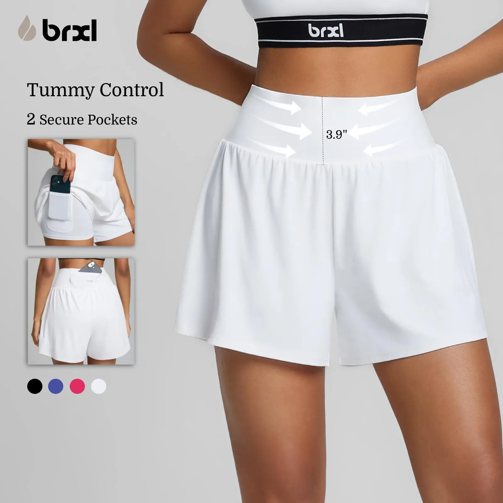 BRXL 【Discount for live】2 in 1 Running Shorts for Women 3.5" High Waisted Tennis Workout Athletic Lounge with Pockets Lightweight Quick Dry-brxl-3,summerwins,travel essentials,camping essentials