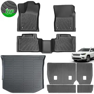 Canvcle Floor Mats for 2015-2021 Jeep Grand Cherokee Laredo E 4x4 Car Floor Mat Hybrird All Weather Floor Mat for Jeep Accessories Heavy Duty Carpet Protection