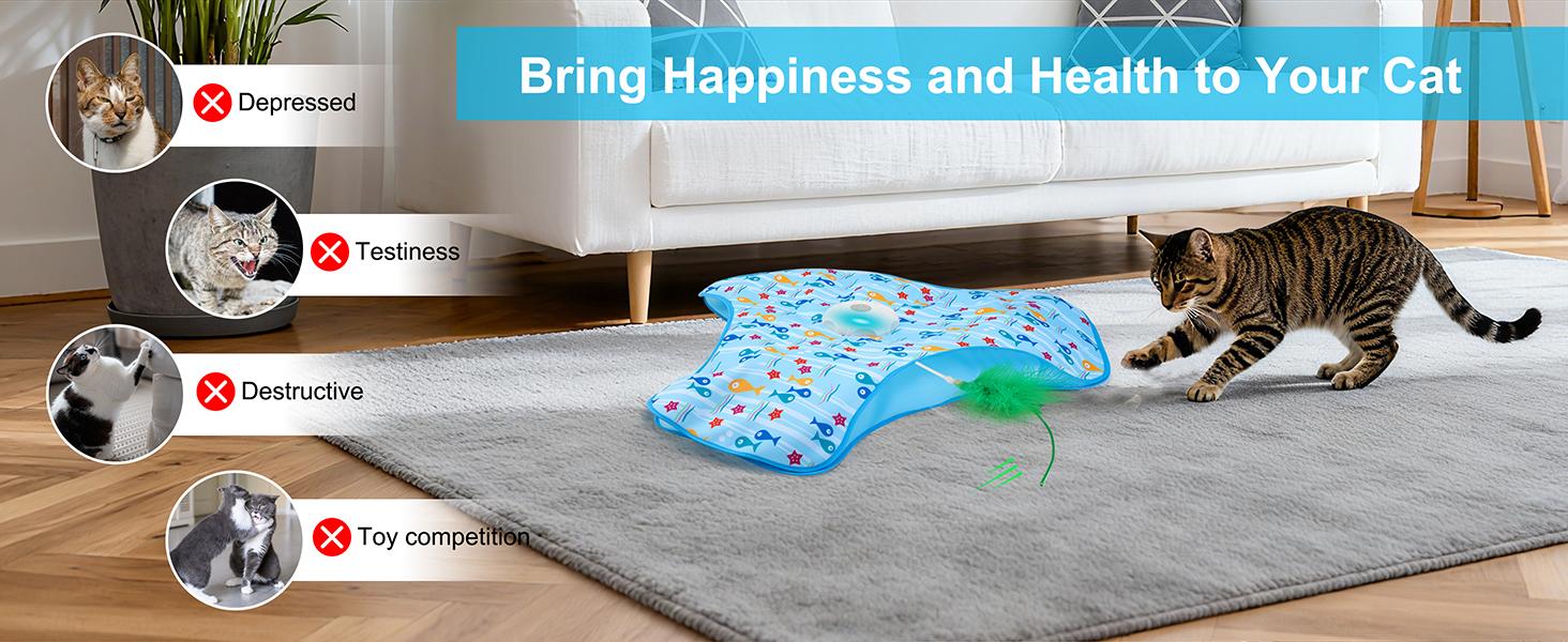 【2 Feather】Hide and Seek Cat Toys Interactive Rechargeable Moving Feathers Real Mouse Squeaky Touch Activated Exercise Toys for Indoor Cats