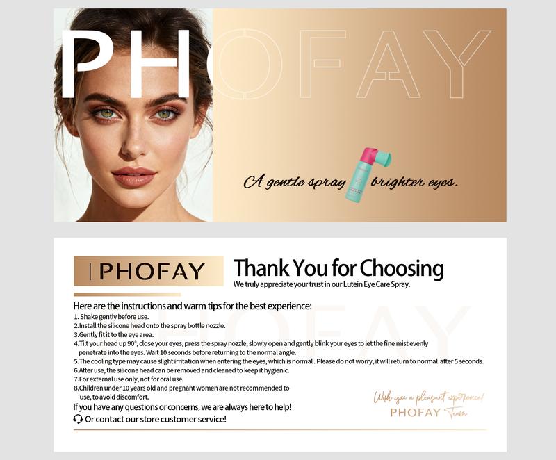 PHOFAY Optometrist-Recommended Lutein Dry Eye Spray, 2.37 fl oz, effectively relieves dry eyes, moisturizes, cleanses, refreshes, and soothes the eyes. Perfect for long-time work, frequent phone use, gamers, and students. Christmas gift