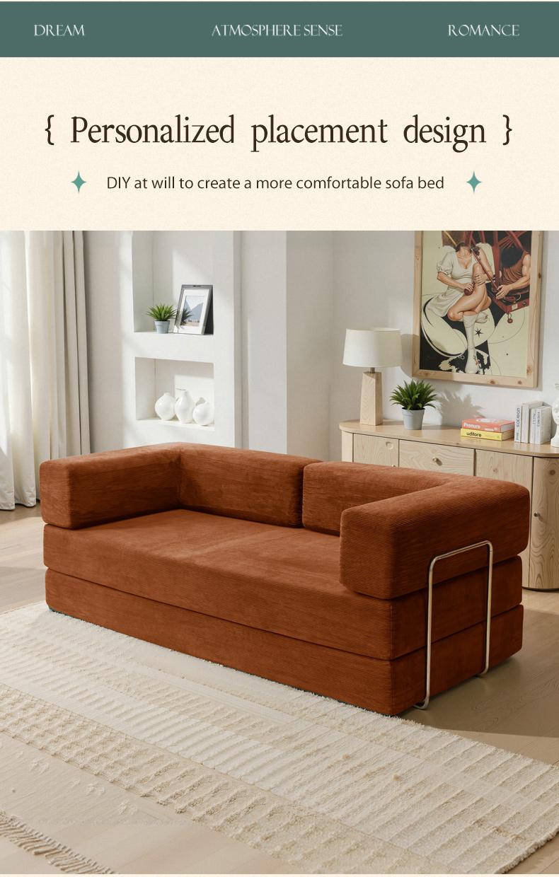 basement  furniture high-quality convertible comfy corduroy fabric couch  pulls  bed multi-functional floor sofa Convertible Modular Fabric Compression Sofa Bed Folding Dual-Purpose 2025 New Small-Sized Rental House Living Room Double Lazy Person Leisure