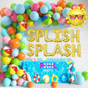 160-Piece Tropical Luau Balloon Arch Kit with Beach Ball for Pool, Beach, and Summer Parties
