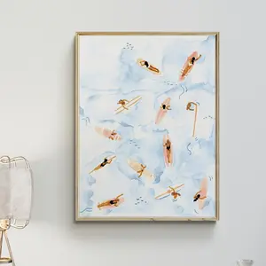 Aerial Surfers Beach Print: California Coastal Wall Art