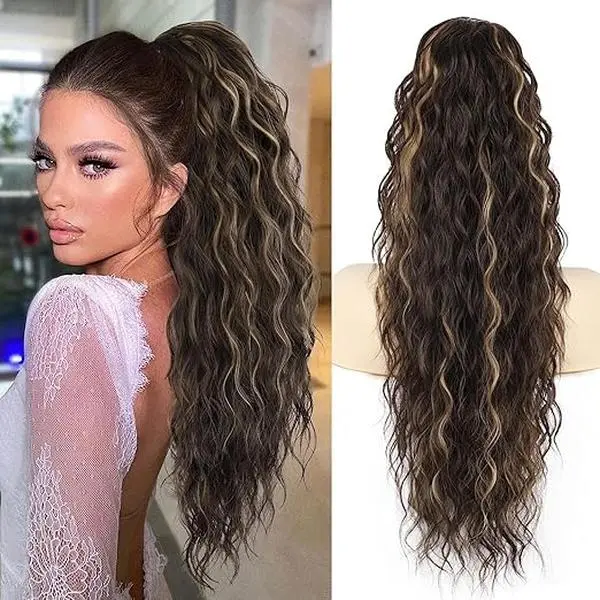 Claw Clip Ponytail Extension for Women, 26 Inch Long Corn Wave Synthetic Hair, Fluffy Natural-Looking Clip-in Piece for Daily Use & Parties, Ponytail Hairstyles, Clip In Synthetic Extensions & Pieces