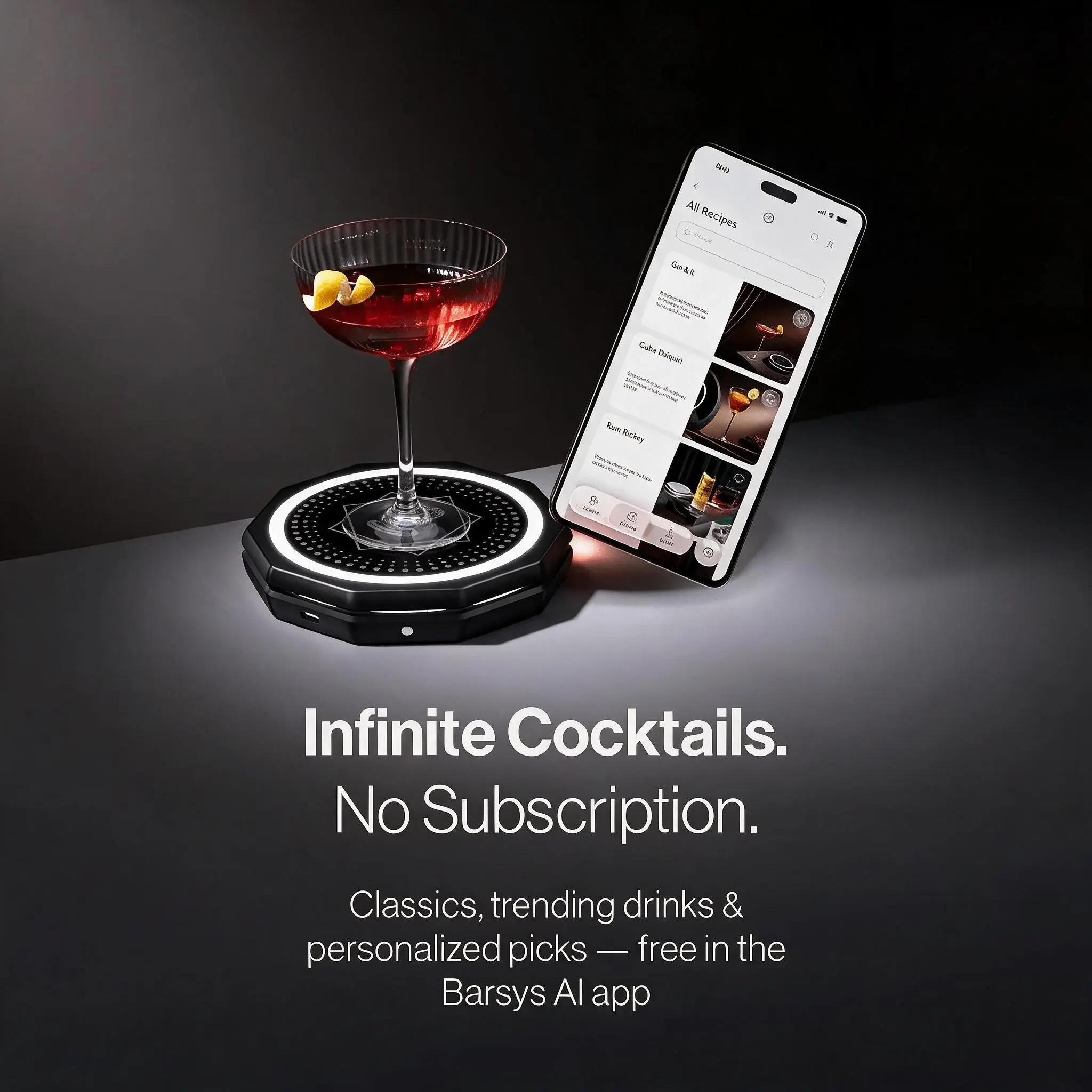 【New Arrival】Smart Coaster 2.0 - Smart Control Automatic Mix Utensil, Compact Portable Round Base Cocktail & Mocktail Maker, Home Party Kitchen Gadget with 1000+ Recipe Choice