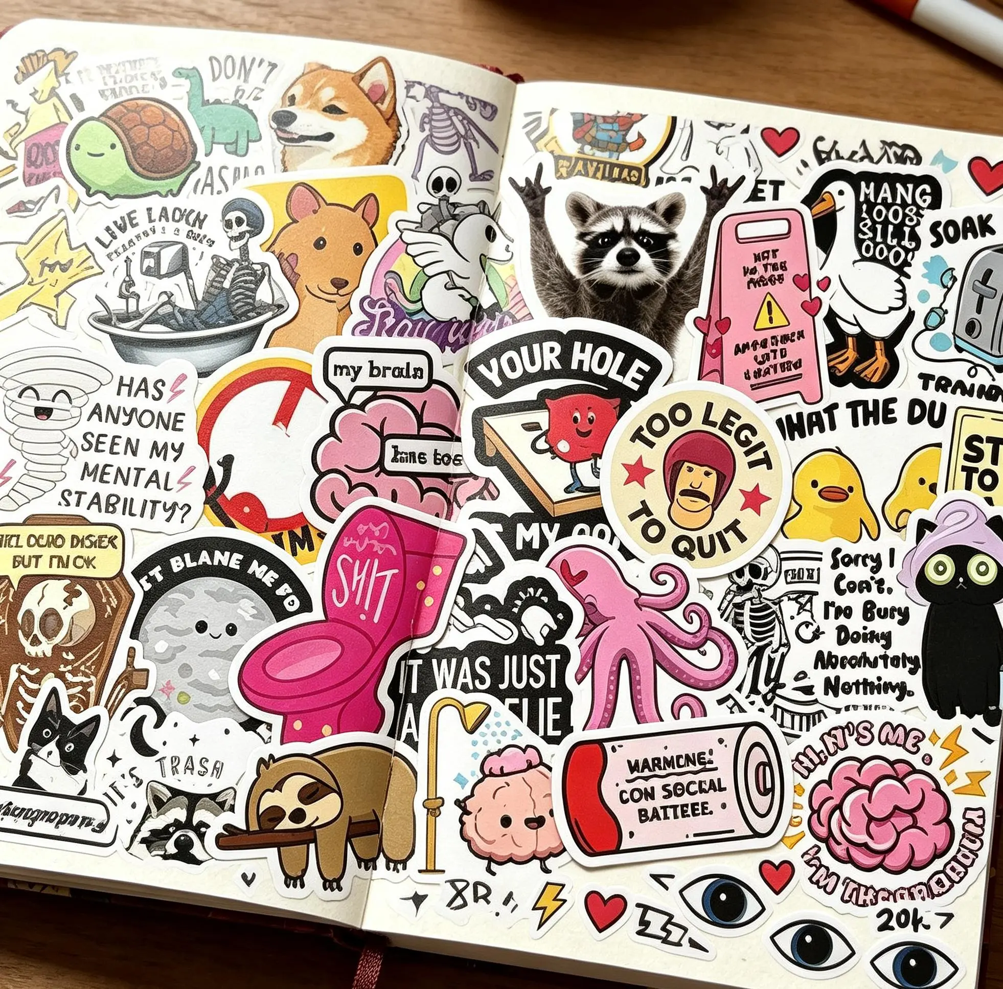 130Pcs Funny Meme Stickers Relatable Quote Vinyl Decals for Laptop Water Bottle Skateboard Waterproof