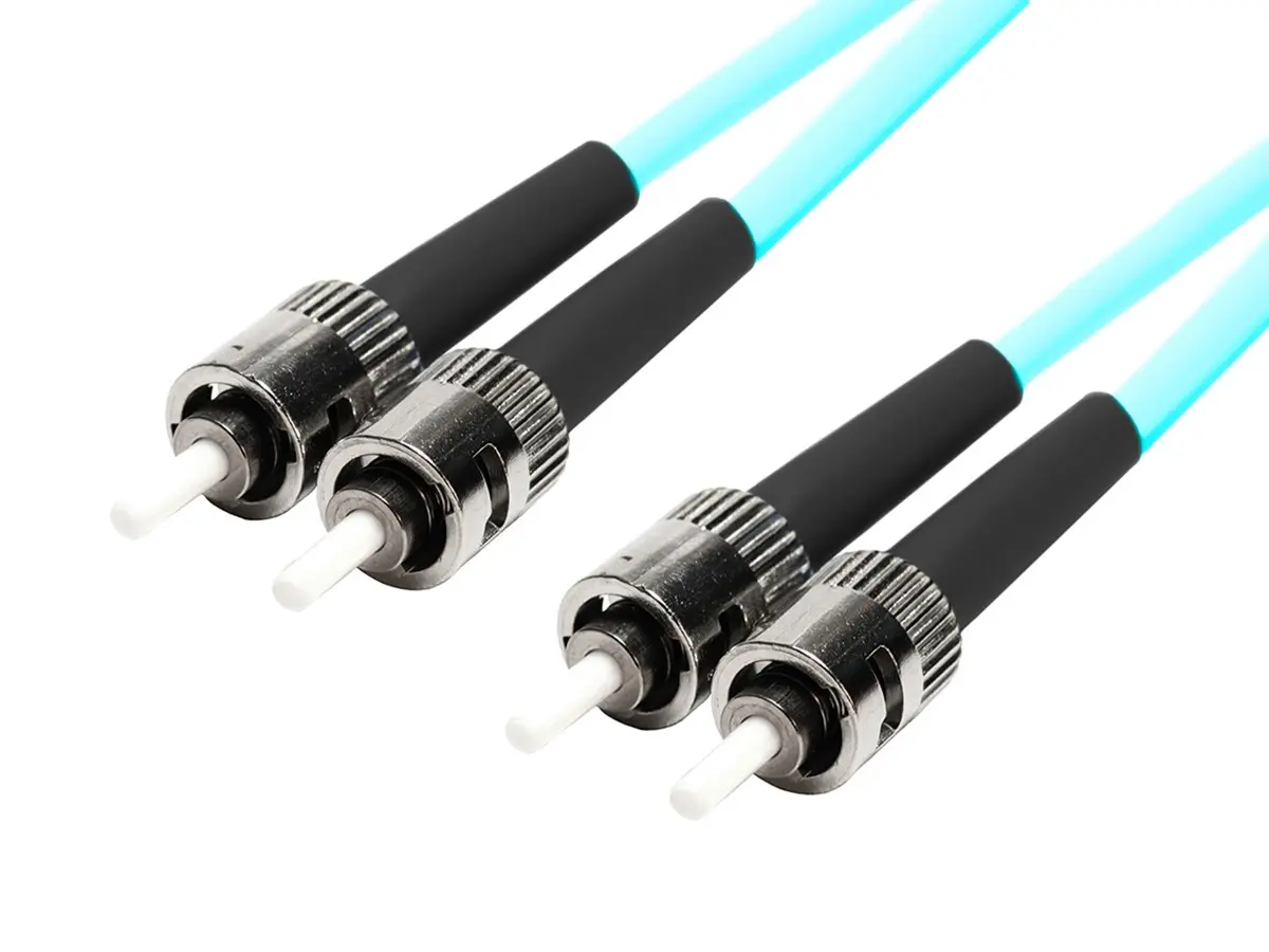 Monoprice 46020 35 m Multi Mode OM3 Fiber Optic Cable, ST-ST UL 3 mm 50-125 OFNR Duplex - Aqua