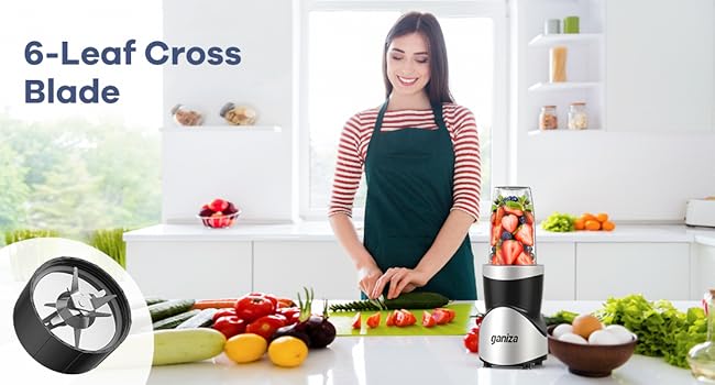 Ganiza Smoothie Blender with 14 Piece Combo Set Includes 4 BPA Free Cups 6 Blade Cross Blade for Smoothies Juices & More 800W Powerful Juicer Machine Multifunctional Blender Juicer