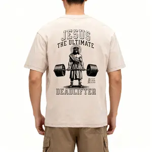 Graphic Tees Women Men Cotton Novelty Oversized Crew Jesus The Ultimate Deadlifter Chrsitian Washed T-Shirt