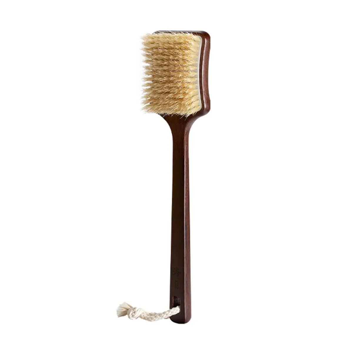 BATHFEEL Natural Black Sandalwood Body Brush for Exfoliation - Soft Bristle Back Scrubber with Long Handle for Wet & Dry Brushing, Gentle on Sensitive Skin