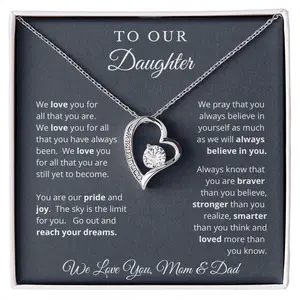 💝 To Our Daughter Necklace | Inspirational Message Jewelry | Gift from Mom & Dad | Perfect Keepsake for Birthday, Graduation, Christmas 🎄 | Trending Now 🔥