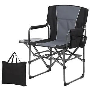 Folding Camping Chair with Side Table Drink Holder, Portable Folding Rocking Chair, Directors Chairs with Durable Armrests, Comfortable Backrest for Sports Event, Makeup Artist, Craft Show, Fishing