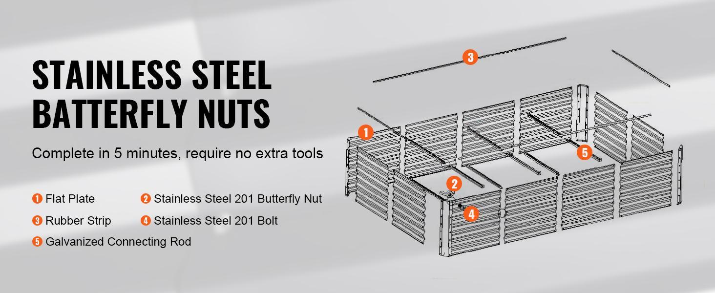 VEVOR Metal Raised Garden Bed Kit, TikTokShopBlackFriday, Outdoor Large Planter Raised Beds for Gardening Vegetables Flowers with Open Bottom and Planting Tools