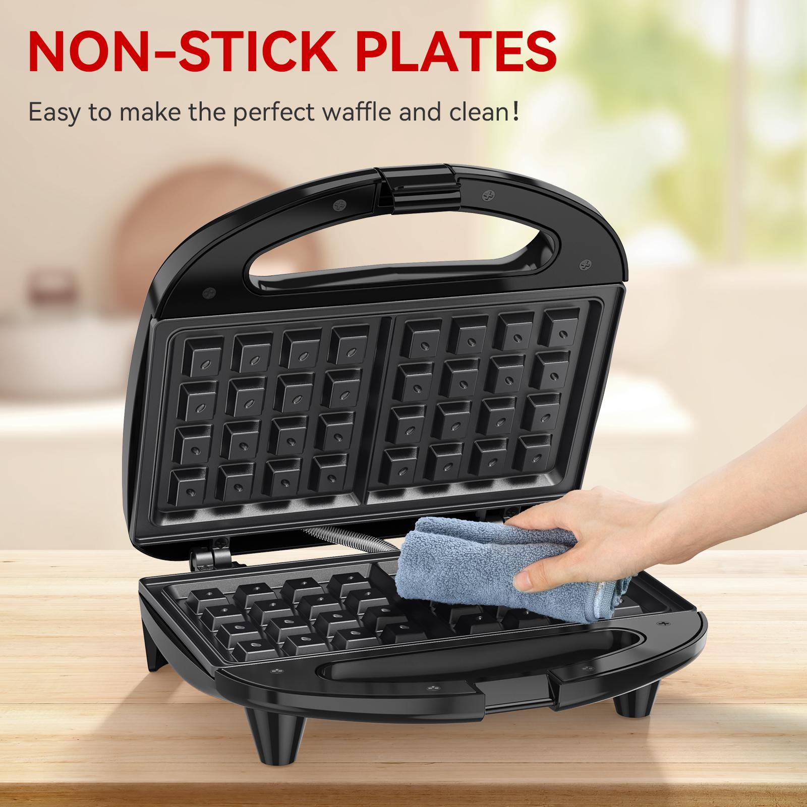 Double waffle maker, Electric Non-Stick Belgian Waffle Maker Iron, easy-cleaning, Breakfast, Sandwiches, Snacks, Burgers and more, 2-Slice, Black