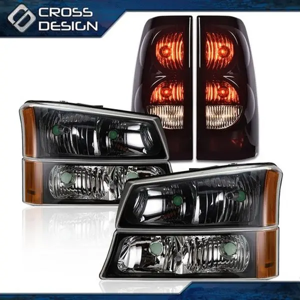 CROSSDESIGN Corner Headlight & Tail Light Automotive Accessories, Direct Bolt-On OE Fitment/Replacement for 03-06 Chevrolet Silverado Truck Car Exterior Upgrade