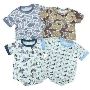 Hunting Life Little Country Baby Boys Summer Romper Mallard Duck Camo Print Short Sleeve Bubble Romper Cute& Comfy One-piece Outfit