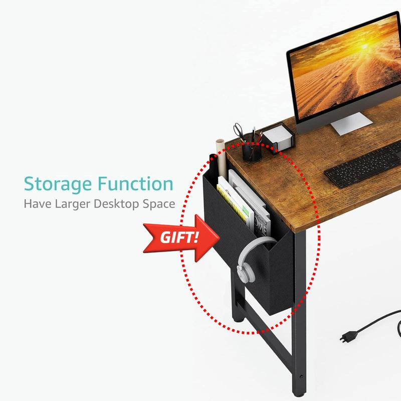Lufeiya Small L Shaped Desk with Power Outlet Shelves, 40 Inch Reversible Corner Desk for Small Space Home Office, L-Shaped Computer Desk PC Desks with Charging Station, Rustic Brown