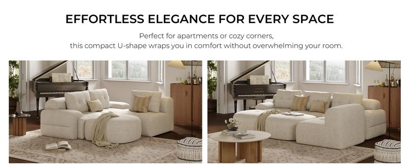 [New Year Deals] 112'' Modular Sectional Sofa Couch with Chaise, Full-Foam Structure, Compression Packaging Design, Woven Texture Upholstery, Oversized Modern Sofa for Living Room,Christmas Gifts for the Whole Family: Husband & Wife, Mom & Dad