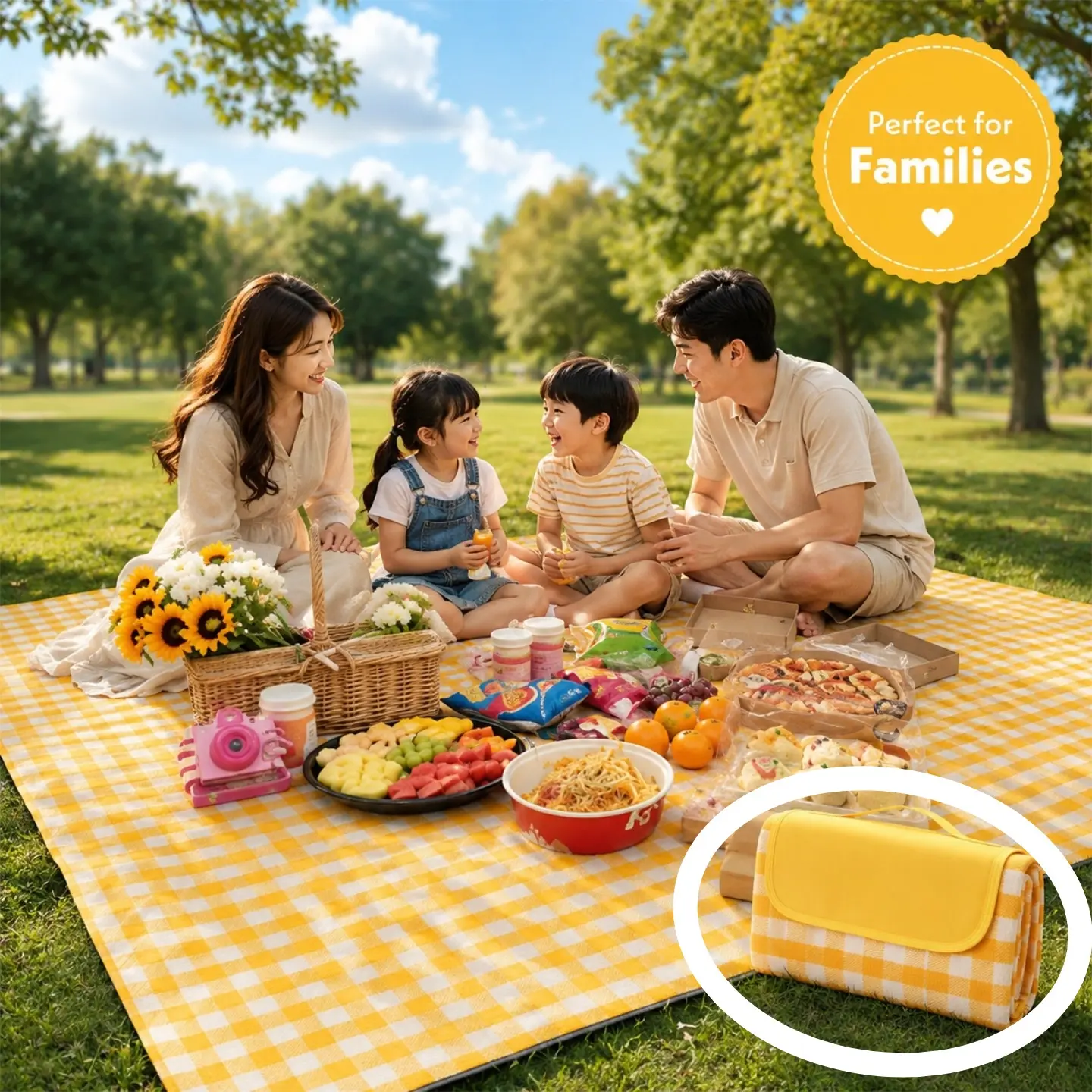 Extra-Large Picnic Blanket/Beach Mat — Sandproof & Waterproof, Portable Camping/Travel Blanket, Play Mat for Outdoor & Indoor Use; Suitable for Families, Women, Men, and Children; Ideal for Beach, BBQ, Park, and Grass Picnics; Picnic Supplies