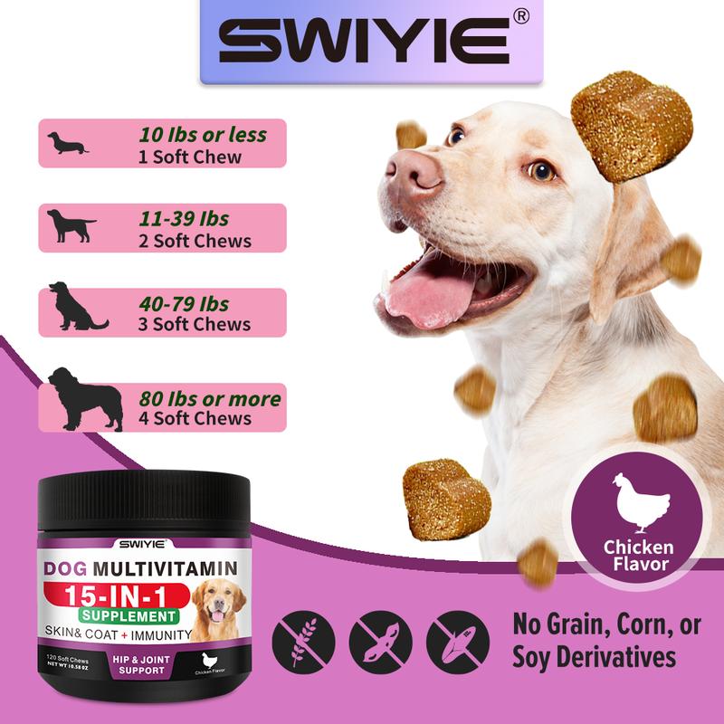 SWIVIE-DOG MULTIVITAMIN 15-IN-1SUPPLEMENT SKIN& COAT + IMMUNITY