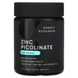 Sports Research Zinc Picolinate, High Potency, 50 mg, 120 Softgels
