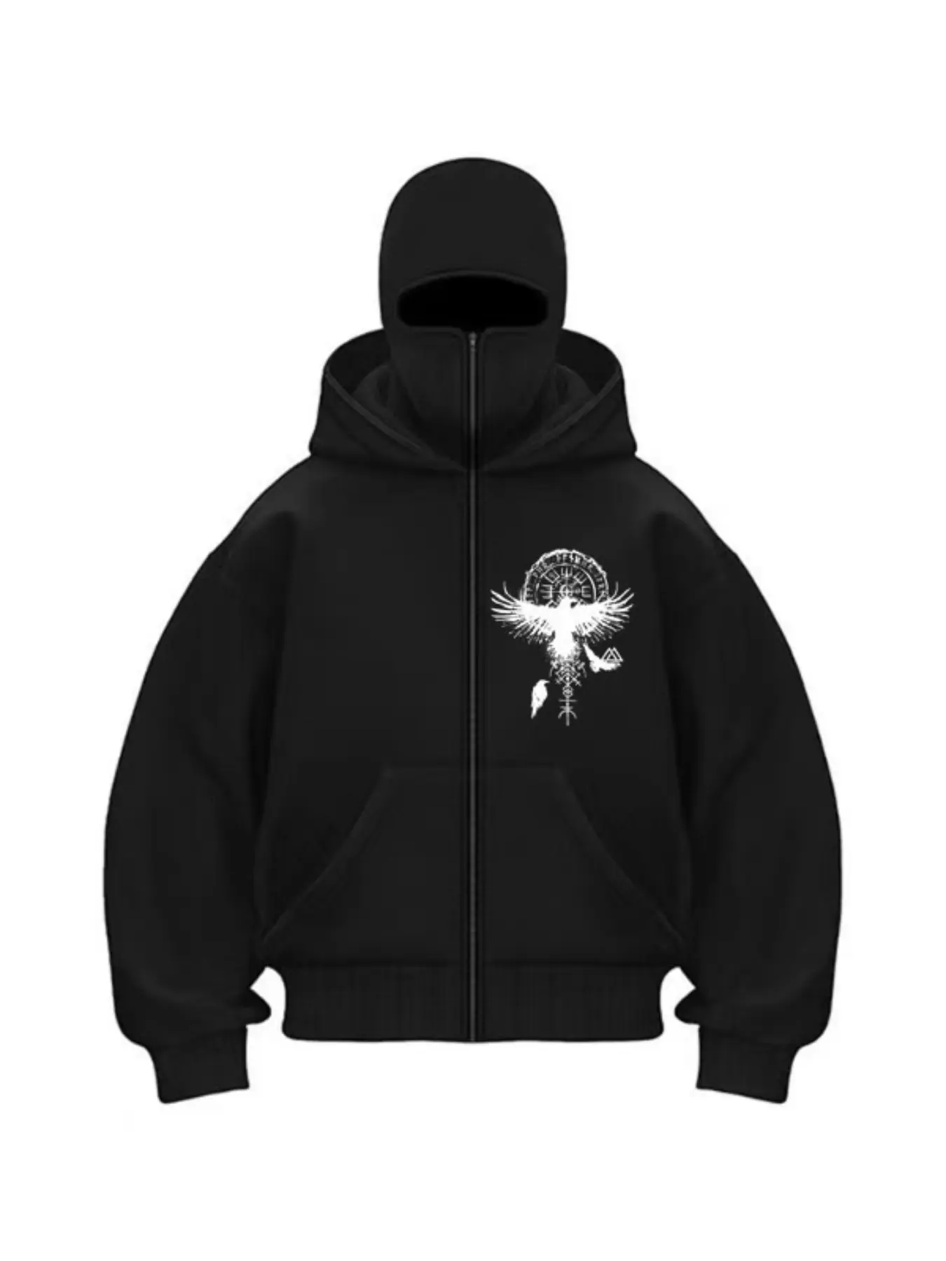Men's Fleece Lined Hoodie, Windproof Inner Hat Design, Personalized Print, Suitable for Motorcycle Riding & Outdoor Activities